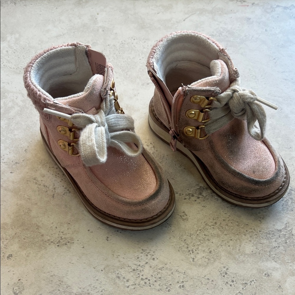 Cat & Jack Pink Boots with Gold Details